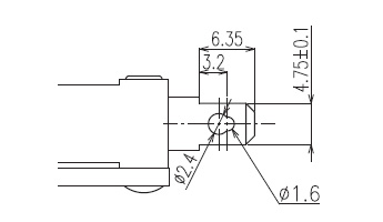 プッシュスイッチPV7-102Tシリーズの端子形状詳細